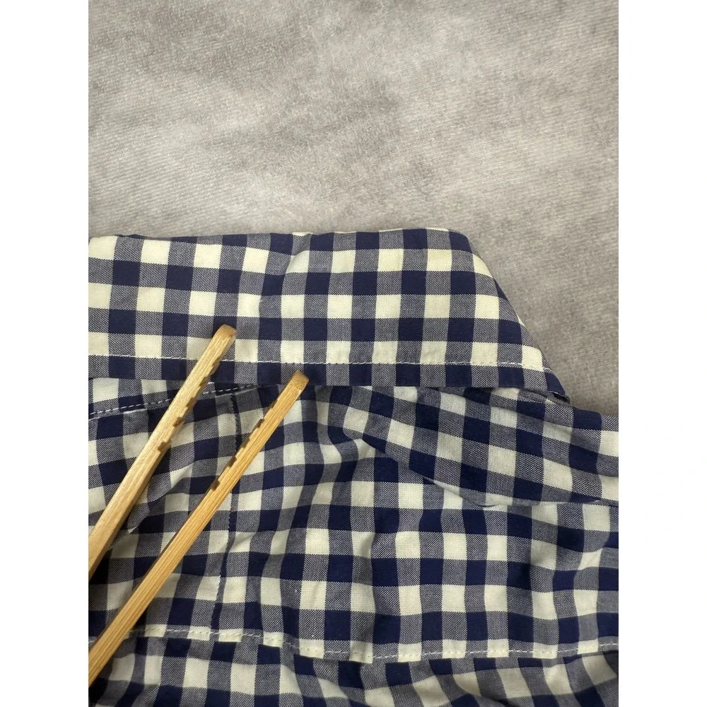 J. Crew Navy and White Gingham Button-Down Shirt